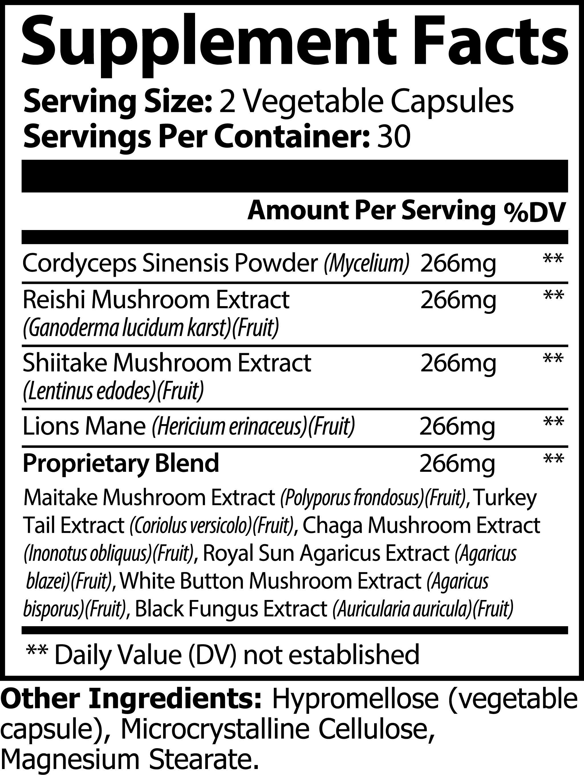 Mushroom Complex 10 X (Clarity, Vitality & Immune Support)
